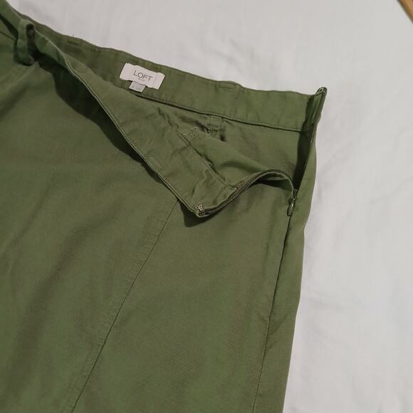 Loft Outlet Size 8 Olive Green Mini Skirt cotton/rayon blend side-zip - Picture 3 of 10